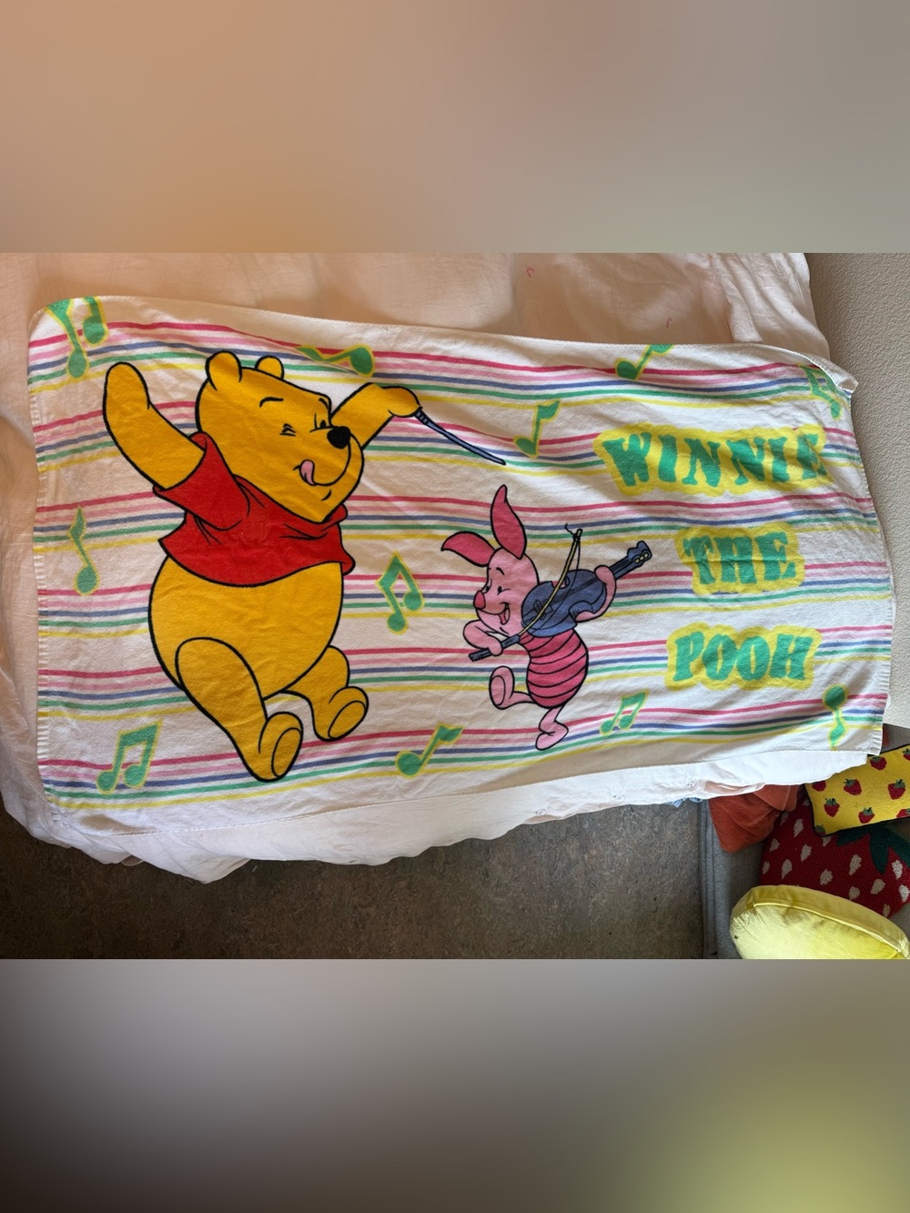 vintage disney winnie the pooh beach towel music violin pooh bear piglet